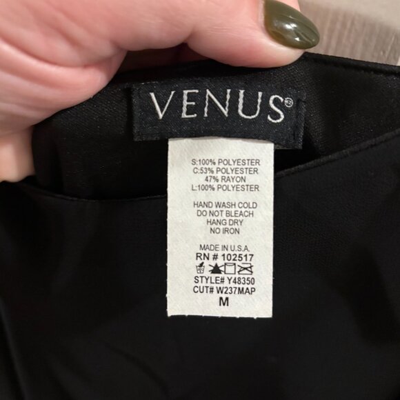 Venus Women's Black/White Striped Sleeveless Dress with Layered Top ~ Medium - Picture 3 of 4